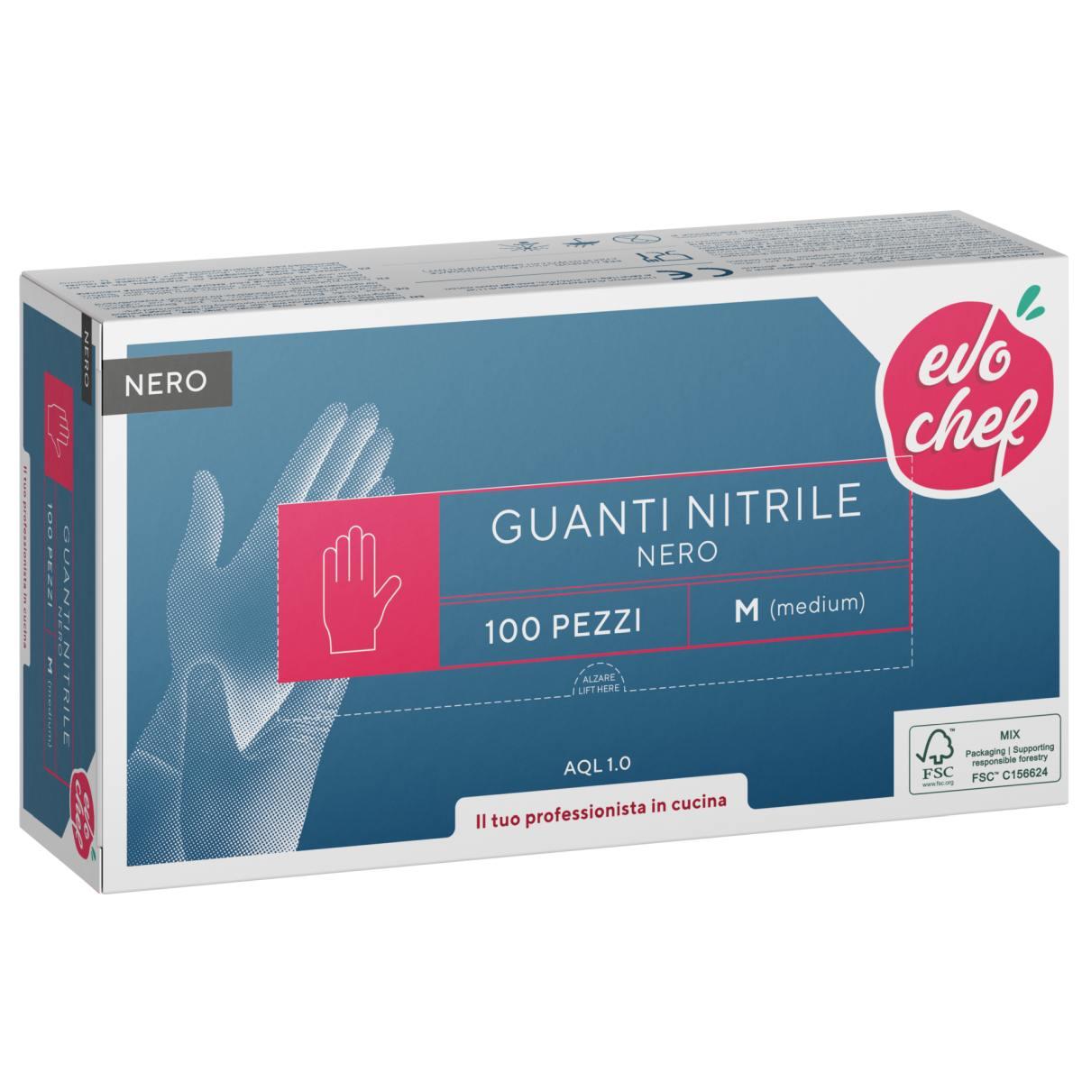 Evo chef guanti nitrile nero x 100  m
