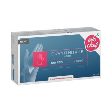 Evo chef guanti nitrile nero x 100  l
