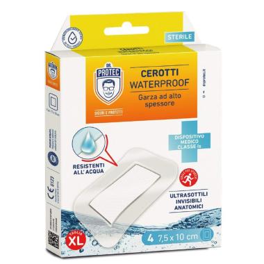 Dr.protec cerotti sterili waterproof 4pz xl 7,5x10cm