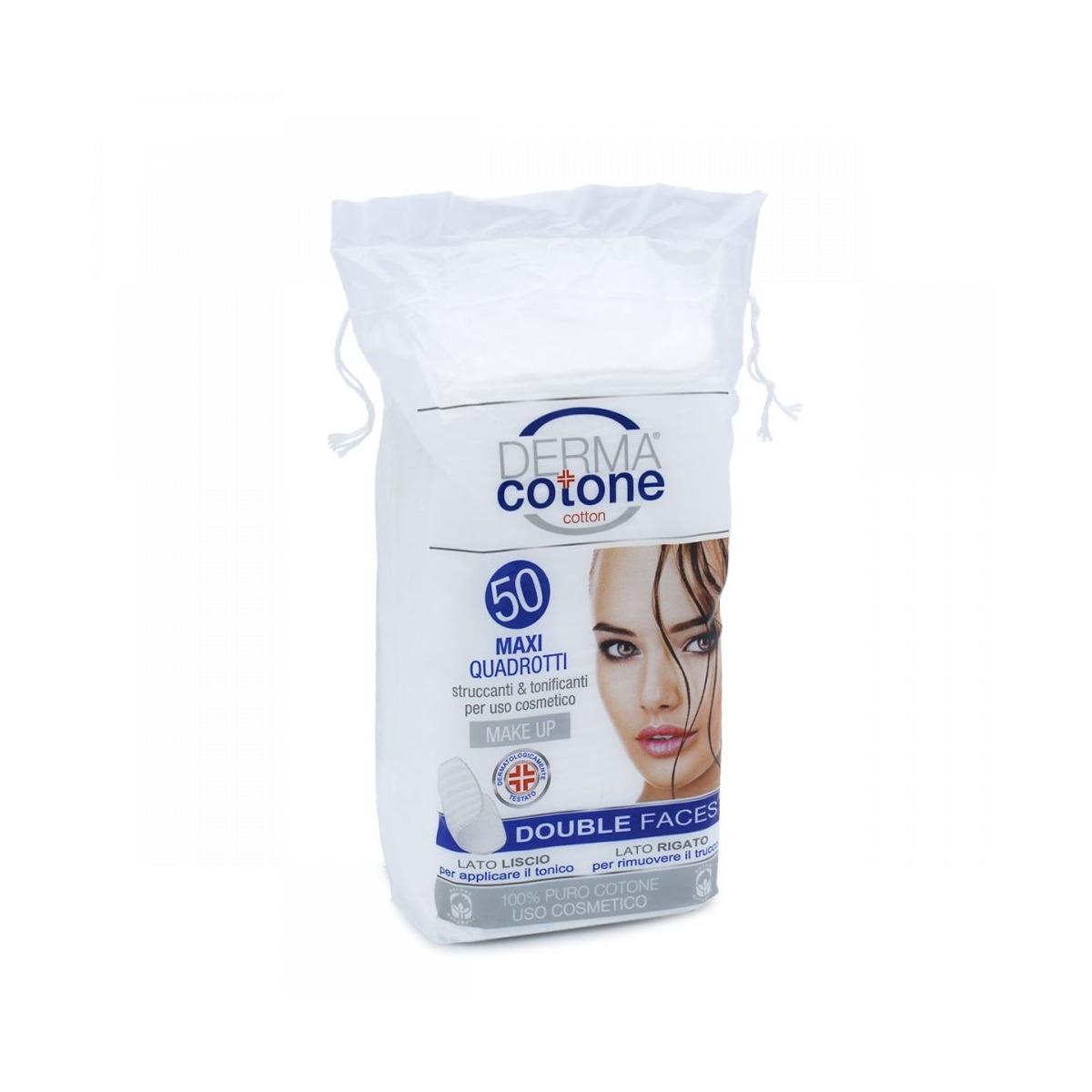 Quadrotti struccanti maxi x50 pz derma cotone