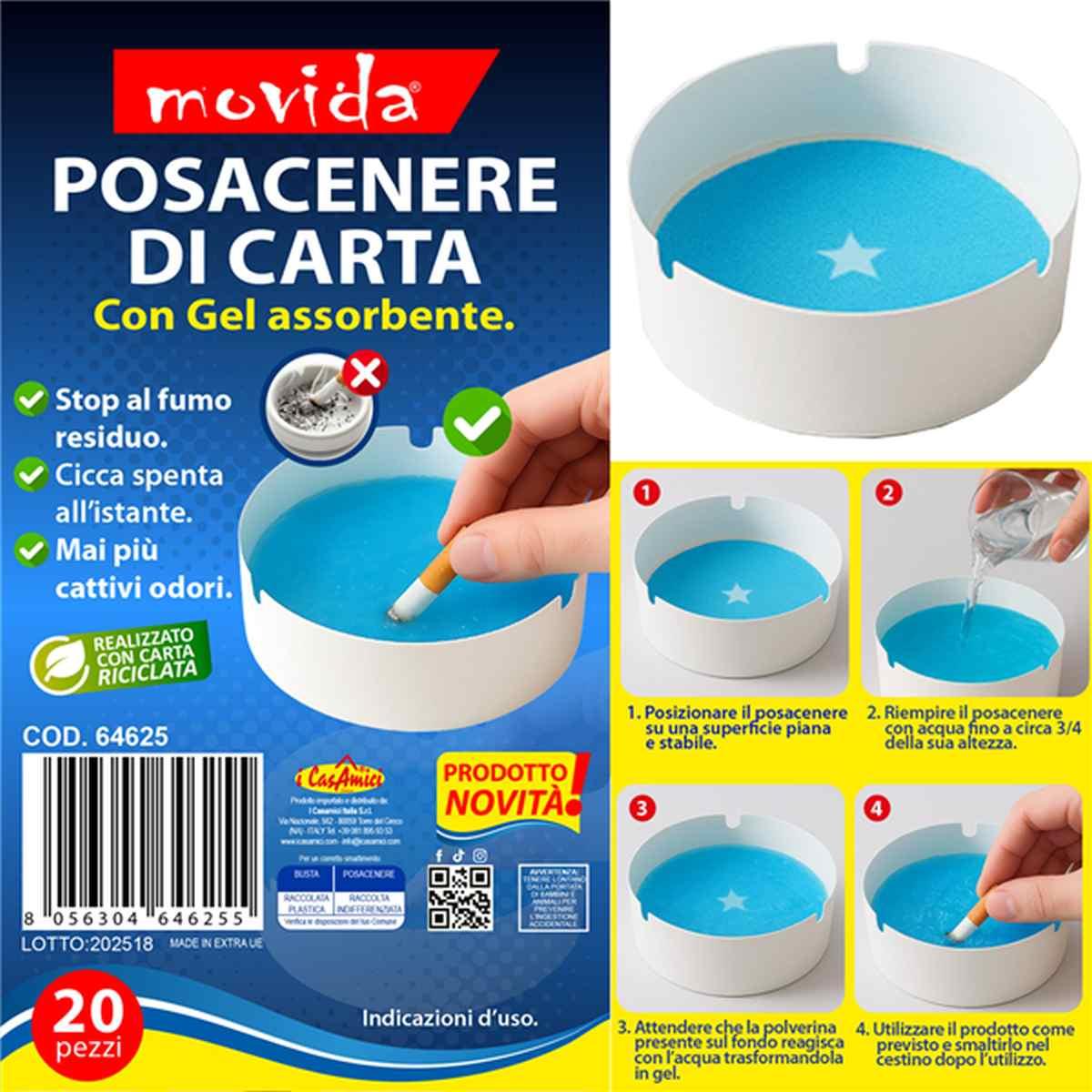 Posacenere carta cm 9,5 20 pz antiodore
